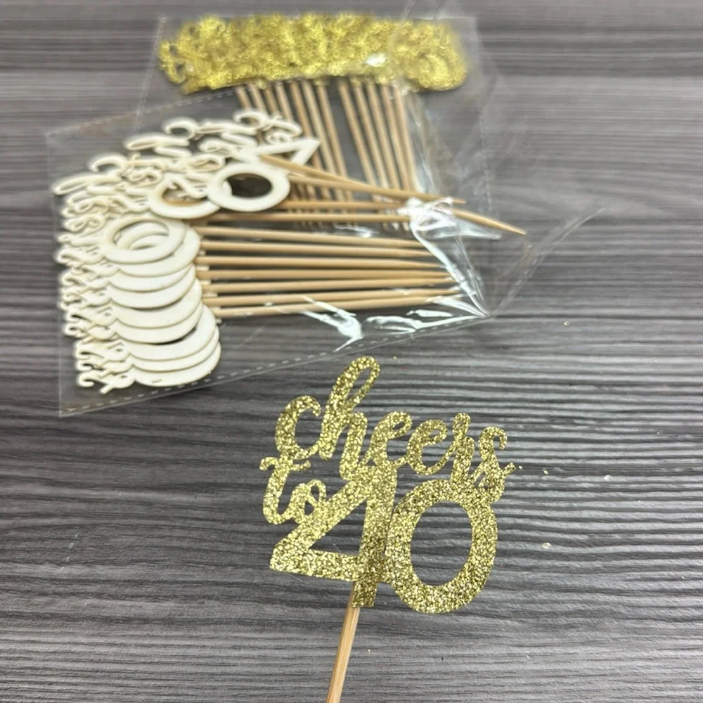 Cheers to 40 (2 packs) party cupcake toppers good glitter color all new